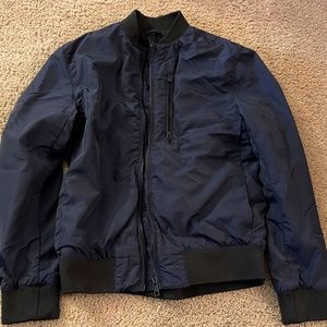 H&M Men's Navy Blue Bomber Jacket SMALL